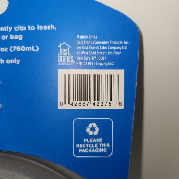 NWT Bark Supply Collapsible Dog Bowl 25.7oz Gray W/Belt Clip - Picture 7 of 10